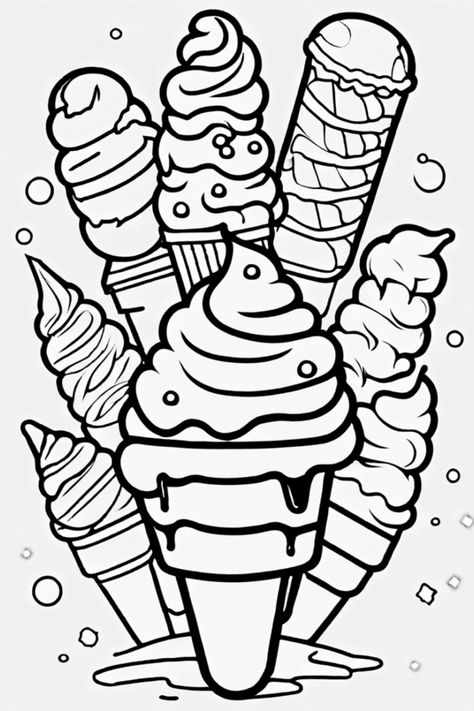 Get creative with this delightful ice cream coloring page! Add swirls, cones, sprinkles, and drips in bright, fun colors. Perfect for a summer art party or a relaxing coloring session. Indulge in the sweetness of coloring dreamy ice cream treats to brighten your day. Download now and dive into a world of tasty creativity! 🖍️😋 #coloringpage #icecream #funart #summerparty #colorbliss Huge Ice Cream, Ice Cream Coloring, Printable Ice Cream, Giant Ice Cream, Ice Cream Coloring Pages, Melting Ice Cream, Rainbow Ice Cream, Colorful Ice Cream, Yummy Ice Cream