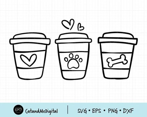 CatandMeDigital - Etsy Coffee Cup Svg Free, Svg Coffee Cup, Coffee Cup Tattoo, Dogs And Coffee, Coffee Cup Svg, Coffee And Dogs, Ice Cream Clipart, Cat Ice Cream, Cat Coffee Cups