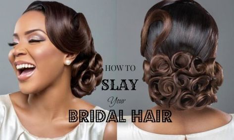 Learn how to Slay your Bridal Hair! Watch how Wedding Planner Wura Manola Weave Wedding Hairstyles, Side Bun Hairstyles, Brazilian Weave, Black Wedding Hairstyles, Natural Hair Bride, Easy Updo Hairstyles, Bridal Hair Inspiration, Easy Bun Hairstyles, Long Hair Wigs