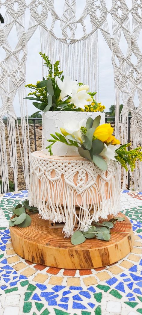 Macrame Wedding Cake, Macrame Cake, Boho Cake, Macrame Wedding, Boho Theme, Cake Table, Real Flowers, 1st Birthday Parties, Shower Ideas