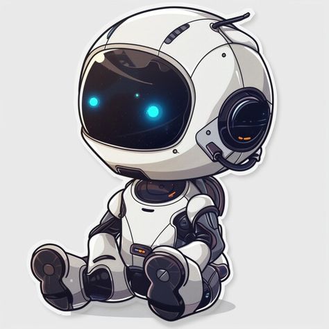 Photo cute sticker of a tiny ai robot | Premium Photo #Freepik #photo Robot Concept Art Cute, Cute Robot Design, Chibi Robot, Construction Poster, Robot Photo, Simple Robot, Cleaning Drawing, Cute Robot, Big Robots