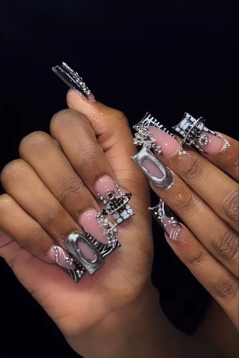 Nail Ideas Acrylic Pink, Birthday Nail Set, Acrylic Nails Pink, Nail Ideas Acrylic, Baddie Black, Lux Nails, Birthday Nail, Junk Nails, Acrylic Pink