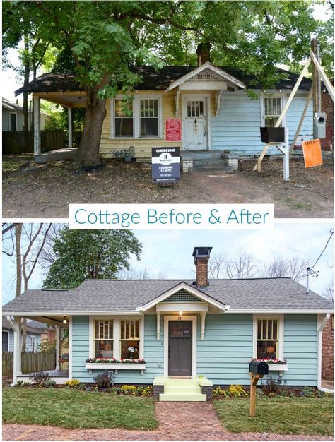 Renovation Facade, Renovation Exterior, House Makeovers, House Before And After, Home Exterior Makeover, Pintura Exterior, Cottage Renovation, Exterior Renovation, Exterior Makeover