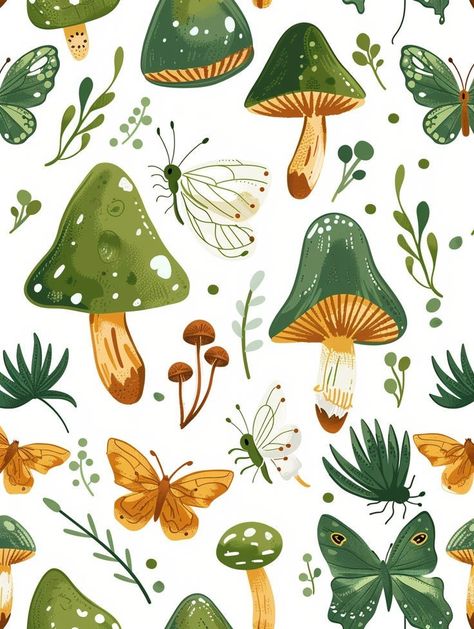 Bingo Background, Hongos Aesthetic, Cottage Core Wallpaper, Mushroom Background, Core Wallpaper, Mushroom Wallpaper, Mushroom Decor, Mushroom Design, Phone Wallpaper Patterns