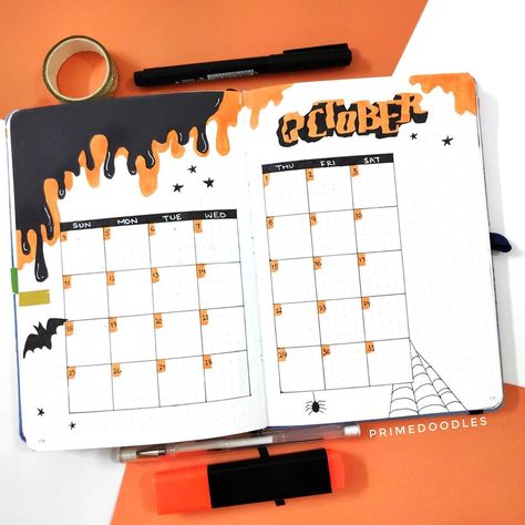 Calender Aesthetic October, October Design Ideas, October Spread Bullet Journal, October Book Journal, October Monthly Spread Bullet Journal, October Bujo Spreads, October Journal Spread, October Bujo Ideas, October Calendar Aesthetic