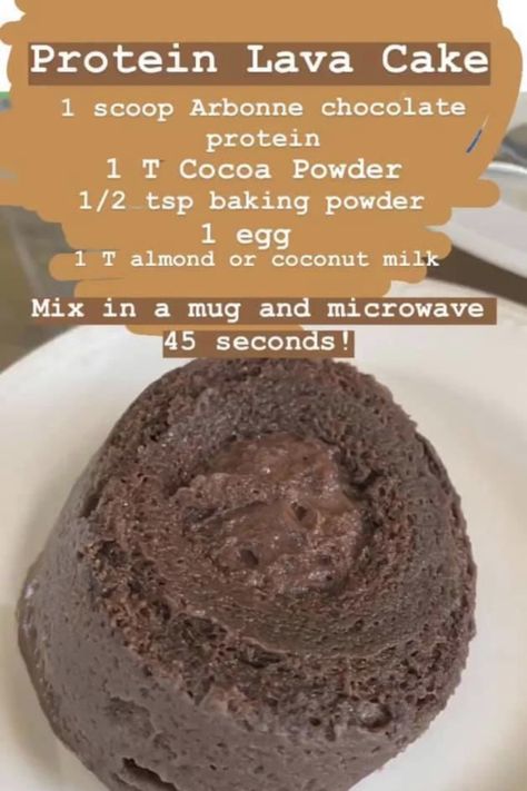 Arbonne Dessert Recipes, Arbonne Desserts, Arbonne Recipes, Protein Powder Recipes, Protein Desserts, Chocolate Lava Cake, Lava Cake, Protein Recipes, High Protein Low Carb