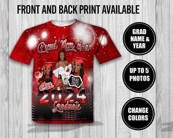 Girlfriend Of The Graduate Shirts, Graduation Shirts Black People, 3d Graduation Shirts, Senior Shirts Ideas, Custom Graduation Shirts, Senior Portrait Outfits, Portrait Outfits, 3d Shirts, 8th Grade Graduation