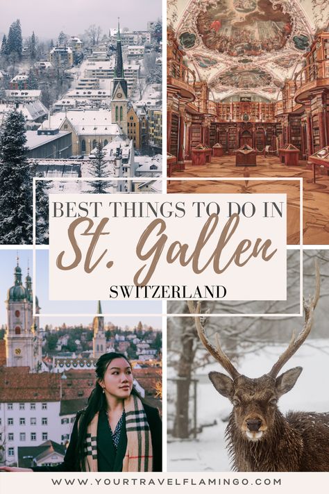 Here is a guide on the best things to do in St. Gallen in Winter, tips from a local for the best experience! Switzerland winter | St. Gallen Guide | St. Gallen Library | St. Gallen photography | St. Gallen things to do | Abbey Library St. Gallen | St. Gallen Christmas | St. Gallen Cathedral | St Gallen Tourism | St. Gallen Cafe | St. Gallen Schweiz | St. Gallen Kloster | Switzerland Winter | Zurich Day Trip | Switzerland Road Trip | Switzerland Bucket List | Switzerland winter village | St Gallen Library, Saint Gallen Switzerland, St Gallen Switzerland, Switzerland Adventure, St. Gallen, Switzerland Travel Guide, Europe Travel Essentials, Switzerland Vacation, Places In Switzerland