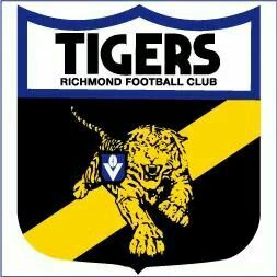 Old Richmond logo Richmond Football Club, Richmond Tigers, West Coast Eagles, Western Bulldogs, Tiger Poster, North Melbourne, Australian Football, Football Team Logos, Tiger Football