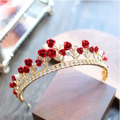 10 Red Rose gold tiaras crystals rhinestones    @6.59 ea  -  $15 Birthday Tiaras, Princess Tiaras, Crystal Crown Tiaras, Beauty And The Beast Theme, Crystal Bridal Tiaras, Tiara Ring, Beautiful Tiaras, Crown Tiara, Crown Tattoo