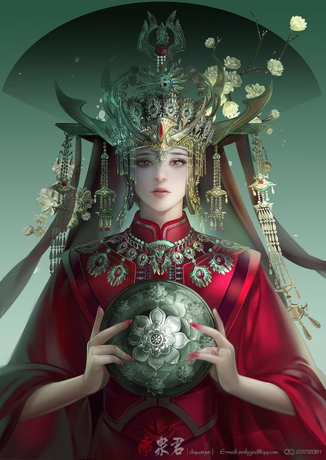 (3) by emilyG Chinese Empress, Chinese Drawings, Chinese Art Girl, Demon Art, Concept Art Character, Warrior Girl, Female Character Design, Beautiful Fantasy Art, Chinese Culture