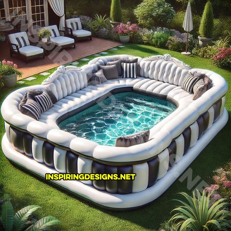 Imagine lounging on your patio, the sun shining brightly, and you’re sitting on a giant, inflatable sofa shaped pool. Yes, you read that right – a sofa shaped pool. This isn’t just any pool; it’s a plush, couch shaped pool that brings the ultimate in comfort and style to your backyard oasis. Visualize this: a … Pool Bar Design, Giant Sofa, Blow Up Pool, Billionaire Mindset, Couches Living, Dream Backyard Pool, Plush Couch, Pool Stuff, Garden Pond Design