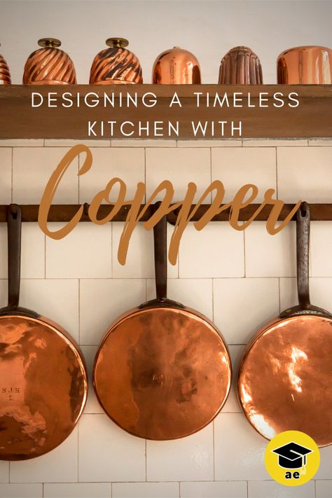 Building your dream kitchen can be stressful and a huge investment, so when deciding what to go for, you want to choose something that you will love and looks great for a long time. Copper is one of the more versatile choices as it can be used in kitchens ranging from rustic to modern so choosing what works best can sometimes be difficult. This is why the team at Appliance Educator has compiled a list of our favorite copper appliances and kitchens to help you decide what fits you best! Copper Kitchen Accents, Copper Appliances, Honey Kitchen, Kitchen Copper, Copper And Grey, White Shaker Kitchen, Timeless Kitchen, Kitchen Range, Copper Lighting