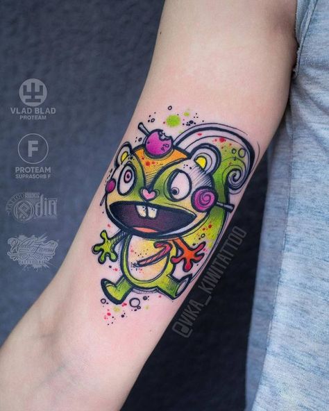 Color Tatoos, Watercolor Tattoo Design, Graphic Watercolor, Unique Hand Tattoos, Polish Tattoos, Tattoos To Cover Scars, Cartoon Tattoo, Mommy Tattoos, Alien Tattoo