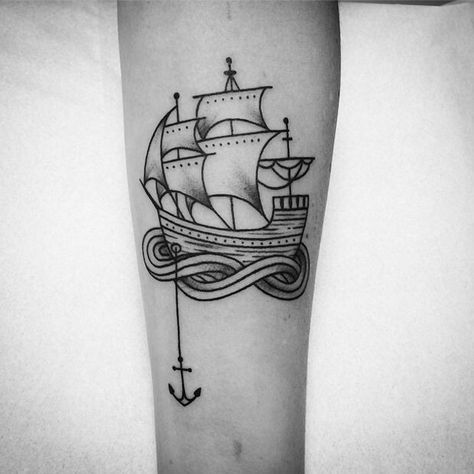 Pirate Ship Tattoo, Boat Tattoo, Nautical Tattoo, Ship Tattoo, E Tattoo, Old School Tattoo, Blackwork Tattoo, Tattoo You, Life Tattoos