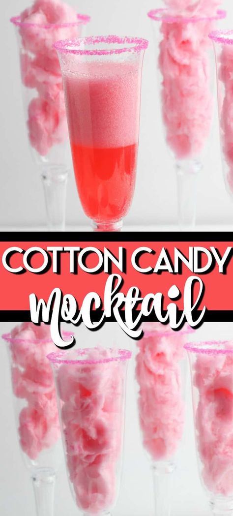 Cotton Candy Mocktail, Fun Kids Drinks, Nye Drinks, Cotton Candy Drinks, New Years Eve Drinks, New Year's Drinks, Christmas Drinks Alcohol Recipes, Valentine Drinks, Christmas Drinks Alcohol