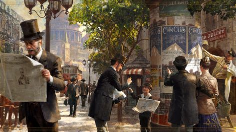 Anno 1800 #1800s digital art concept art #newspapers top hat #artwork #Ubisoft #4K #wallpaper #hdwallpaper #desktop 1800 Wallpaper, 1800s Wallpaper, Greg Rutkowski, Corset Steampunk, Environment Reference, Steampunk Tendencies, Fantasy City, 판타지 아트, 3d Artist