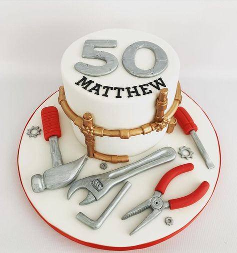 Plumbing Cake, Handyman Cake, Cakes For Men, Food Crafts, Celebration Cakes, Birthday Cakes, Plumbing, Fondant, Birthday Cake