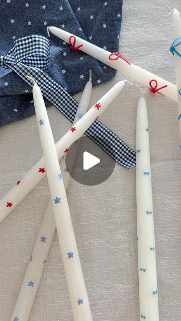 Aurelie Erikson on Instagram: "DIY Candle Sticks 🇺🇸🕯️ Add a touch of patriotic charm to your space with these DIY candle sticks! 🕯️ Use wiki sticks for bows 🎀 or acrylic paint for stars. ⭐️ The options are endless.  save & share with a friend 🫶🏼  . . . . . . . #diycrafts #crafty #diyhomedecor #4thofjuly #homesweethome #cozyhome #redwhiteandblue #craftideas #coquette #bowseason #starsandstripes" Wiki Sticks, Aurelie Erikson, Diy Candle Sticks, Bow Season, Diy Candle, Candle Sticks, Instagram Diy, Taper Candles, Diy Candles