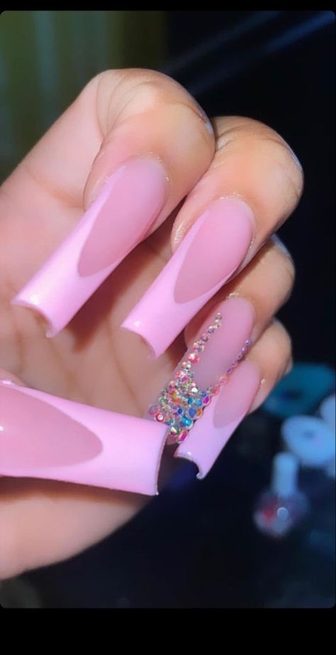 Pink Or White Nails, Pink Tip Nails, Acrylic Toe Nails, Hard Nails, Colored Acrylic Nails, Girly Acrylic Nails, French Acrylic Nails, Classy Acrylic Nails, Acrylic Nails Coffin Pink