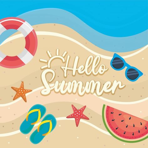 Hello Summer, Flip Flop, Premium Vector, Bullet Journal