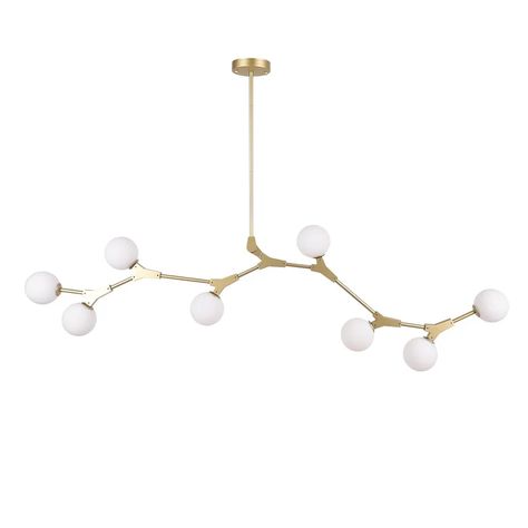 Everly Quinn Litzzy 8 - Light Kitchen Island Fixture Shape Pendant & Reviews | Wayfair Lighted Branches, Branch Chandelier, Kitchen Island Linear Pendant, Light Kitchen Island, Glass Globes, Light Kitchen, Metal Chandelier, Kitchen Island Pendants, Sputnik Chandelier