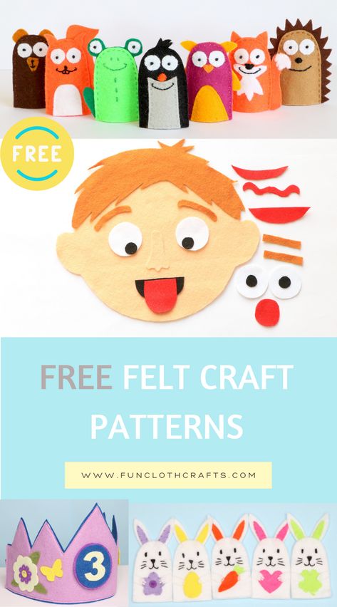 Find FREE and easy-to-follow FELT craft patterns. Learn tips, tricks for sewing with FELT. Get ideas for DIY FELT projects. Let's craft together with Fun Cloth Crafts Simple Felt Crafts, Diy Felt Projects, Free Felt Patterns, Felt Patterns Free, Easy Felt Crafts, Operation Christmas Child Shoebox, Felt Templates, Felt Boards, Felt Kids