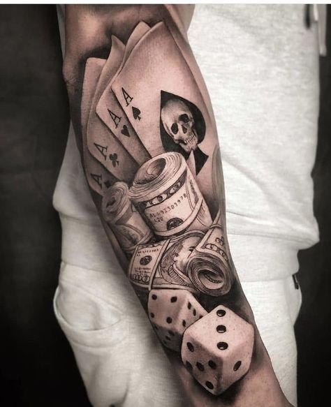 Lifes A Gamble Tattoo Stencils, Gambler Tattoo, Gamble Tattoo, American Flag Forearm Tattoo, Poker Tattoo, Dollar Tattoo, Calf Tattoo Men, Casino Tattoo, Lower Arm Tattoos