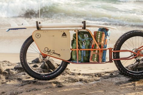 Ride to the Beach with Your Board and Brews on the Poler Surf Jammer | The Radavist Surf Rack, Mini Velo, Recumbent Bicycle, Bicycle Trailer, Bike Camping, Bike Trailer, I Want To Ride My Bicycle, Bike Parking, Beach Cruiser