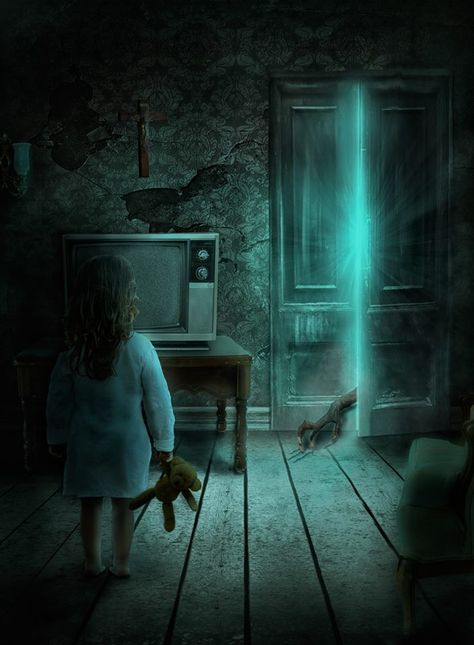 ♅Bedroom Monsters♅ The Poltergeist, Creepy Pictures, Tv Screen, World Of Darkness, Creepy Art, Dark Photography, Monster Art, Cthulhu, Horror Art