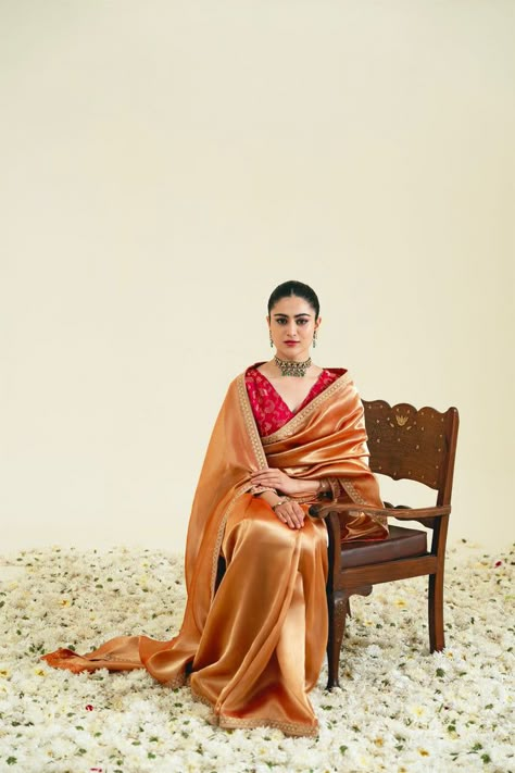 Rust Lahma Saree Brocade Blouse, Saree Poses, Indian Photoshoot, Indian Dresses Traditional, Saree Photoshoot, Boutique Dress Designs, Indian Aesthetic, Boutique Dress, Bride Poses