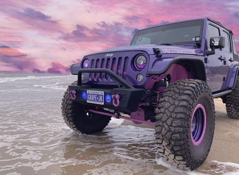 Purple Jeep Wrangler, Jeep Wrangler Girly, Jeep Beach, Jeep Wrangler Girl, Purple Jeep, Jeep Baby, Beach Jeep, Ford Trucks F150, Custom Jeep Wrangler