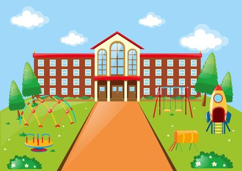 Playground Background, School Places, School Background, Indoor Camping, School Cartoon, Building Drawing, School Playground, School Clipart, Background Clipart