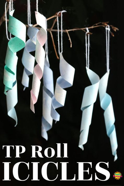 This toilet paper roll icicle craft is fun and easy to make, and a lovely way to brighten a window at home or in the classroom. All you need to make them are some cardboard rolls, paint and string. #IcicleCraft #CardboardCraft #WinterCraft #ForKids #ToiletPaperRoll Icicle Crafts, Easy Paper Crafts For Kids, Happy Hooligans, Toilet Roll Craft, Christmas Toilet Paper, Cardboard Rolls, Toilet Paper Crafts, Homemade Dolls, Home Daycare