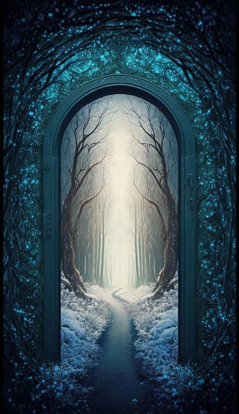 Magic Door Fantasy Portal, Hallway Painting, Fantasy World Ideas, Dark Homes, Stitch Images, Tiny Doors, Hallway Paint, Bob Ross Paintings, World Ideas