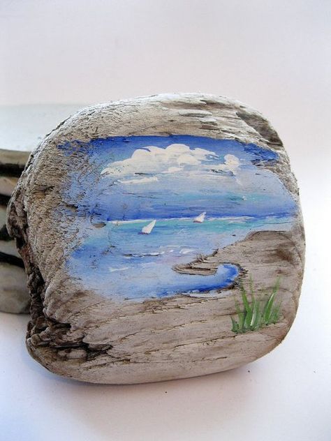 Painted Driftwood, Sailboats, Natural Decor, Ocean Art, Beach Decor, Nautical, by gardenstones on etsy: Painted Sailboats, Strand Decor, Art Entryway, Art Plage, Painted Driftwood, Art Coquillage, Driftwood Projects, Art Pierre, Hanger Organizer