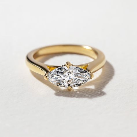 5 unique style trends our clients are choosing to make their rings stand out a little extra✨ 1. UNIQUE SIDE STONES & CUTS Unique cuts such as trapezoid, half-moon, trillian, and baguette cuts can complement and enhance the centre stone and brings more sparkle and dimension. Featured 1.50ct Hexagon cut with Kite sides stones | Bespoke 2. EAST WEST SET ELONGATED STONES Setting elongated stones like emerald, marquise, or oval cuts horizontally (east-west) across the band rather than the trad... Marquis Ring Settings, East West Marquise Ring, Marquise Diamond Ring Settings, Rings Stand, Different Gemstones, Solitaire Wedding Ring, Wedding Ring Styles, Marquise Diamond Ring, Ring Styles