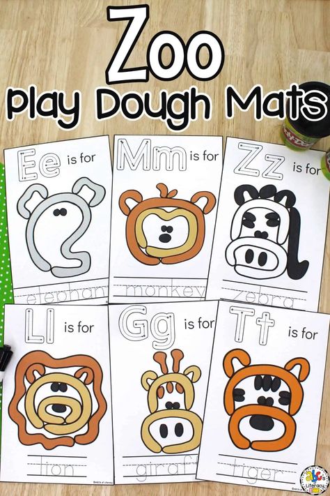 These Zoo Play Dough & Letter Mats can be used as a fun sensory activity for preschoolers to practice letter recognition and develop their fine motor skills. Zoo Theme Preschool Activities Free Printable, Zoo Activities Preschool Free Printable, Zoo Playdough, Zoo Animals Preschool Activities, Childcare Crafts, Zoo Activities Preschool, Zoo Animals Preschool, Zoo Lessons, Zoo Animal Activities