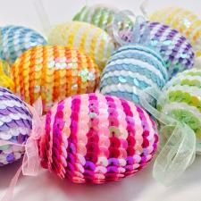 Jewelry Craft Ideas - Pandahall.com Easter Religious Crafts, Growing Crystals, Sequin Ornaments, Sequin Crafts, Easter Items, Easter Egg Crafts, Egg Crafts, Egg Painting, Easter Time