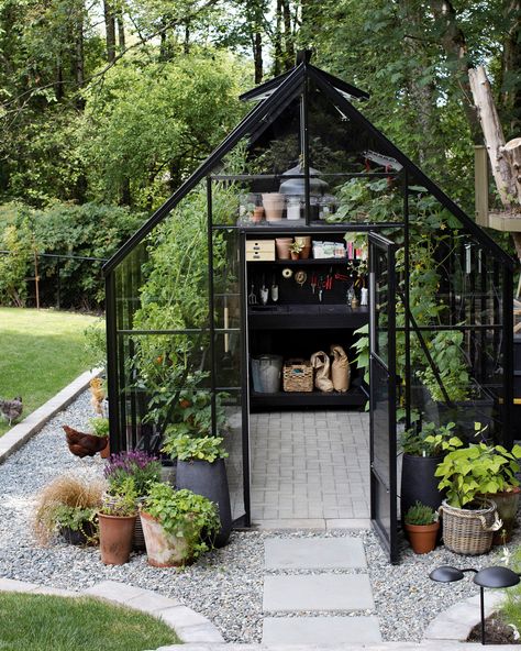 Greenhouse 101: How To Make Your Greenhouse Dreams A Reality - House & Home Build A Greenhouse, Home Greenhouse, Backyard Greenhouse, Small Greenhouse, Backyard Shed, Outdoor Stuff, Greenhouse Gardening, Garden Boxes, Little Garden