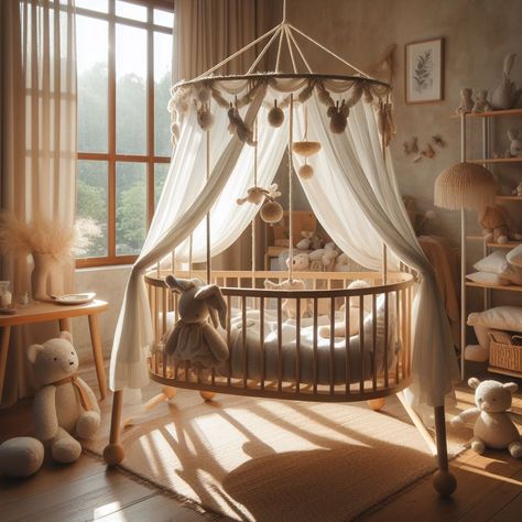 Baby Room Ideas Simple, Circle Crib, Pregnancy Trimester, Creative Nursery, Timeless House, Baby Boys Room, Rooms Inspiration, Xavier Serrano, Baby Deco