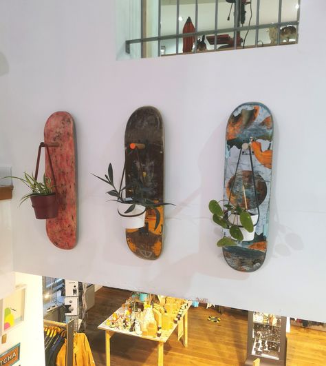 Plant Holders, Plant Hanger, Skateboard, Tattoo Ideas, Recycling, Wall, Furniture