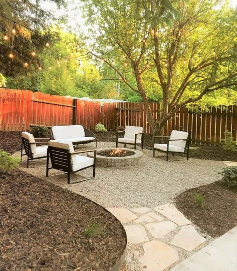 Backyard Firepit Area, Inexpensive Backyard Ideas, California Backyard, No Grass Backyard, Fire Pit Landscaping, Cheap Backyard, Cheap Patio, Backyard Remodel, Backyard Inspiration