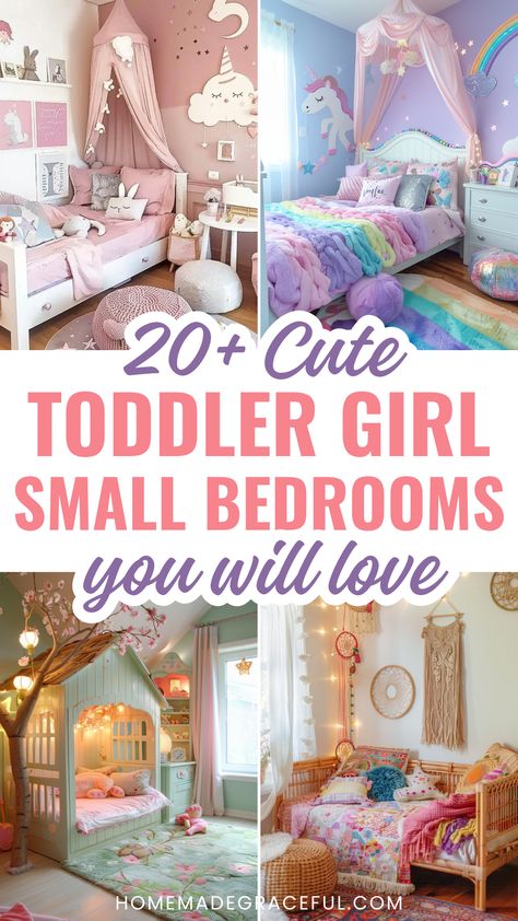 toddler girl small room ideas Cute Princess Bedroom, Little Toddler Girl Bedroom Decor Ideas, Kid Room Decor Girl, Two Toddler Girls Bedroom Ideas, Toddler Bed And Twin Bed Shared Room, Toddler Purple Room, Pink Kids Room Ideas, Kindergarten Girl Bedroom Ideas, Toddler Big Girl Room Ideas