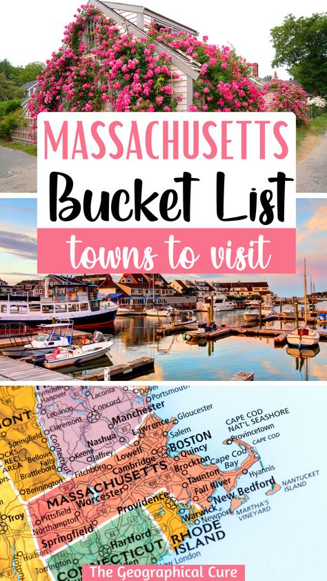 Pinterest pin for places to visit in Massachusetts Massachusetts Fall Road Trip, Massachusetts Day Trips, Middleboro Massachusetts, Places To Visit In Boston Ma, Massachusetts Trip, Things To Do In Chatham Ma, Places To See In Massachusetts, Places To Go In Massachusetts, Danvers Massachusetts