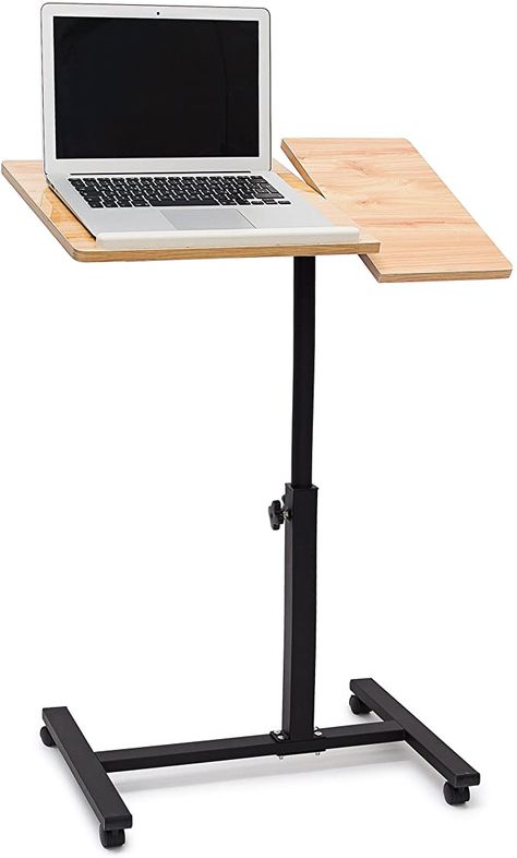 Relaxdays Laptop Table, Height-adjustable Laptop Stand, Wood, with Wheels, Rotatable, H x W x D: 95 x 60 x 40.5 cm, Various Colours : Amazon.de: Computer & Accessories Adjustable Computer Desk, Support Tv, Diy Wooden Projects, House Furniture Design, Laptop Table, Office Workspace, Wooden Projects, Laptop Stand, Large Table