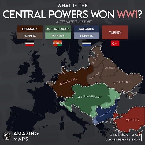 Ww1 Alternate History, Alt History Maps, Ww1 Armor, Alternate Maps, Map Mapping, Fictional Country, Central Powers, Albanian Culture, Indian History Facts