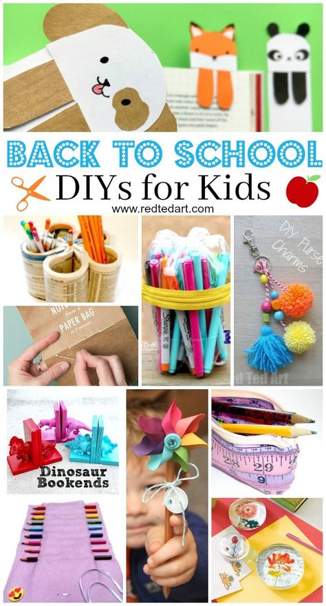 Back to School DIY Ideas - Stationery Crafts ! Oh how we love stationery and getting ready for Back To School.There are so many fab School Supplies DIY Ideas out there, you could be craftingw ith the kids all summer. So. Get ready for Back To School with these great Back to School DIY Ideas for Kids. From Pencil Toppers, to Bookmarks, DIY Pencil Cases and Notebooks, to colourful back pack charms! Enjoy. School Diy Ideas, Unicorn Notebook, Escuela Diy, Desk Organisation, Unicorn Craft, Diy Pencil Case, Red Ted Art, Diy Back To School, Diy Pencil