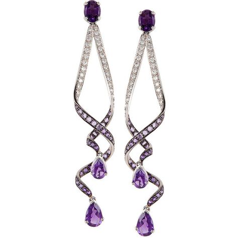 The Amethyst Streamer earrings by Luis Miguel Howard ($10,390) ❤ liked on Polyvore featuring jewelry, earrings, amethyst earrings, amethyst jewelry, amethyst jewellery, ribbon earrings and earring jewelry Purple Diamond Earrings, Ribbon Earrings, Ribbon Jewelry, Western Earrings, Purple Diamond, Purple Girls, Purple Jewelry, Purple Love, All Things Purple