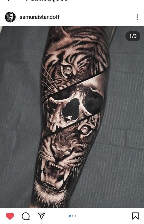 Tiger Skull Tattoo, Tattoo Group, Viking Tattoos For Men, Tiger Skull, Gray Tattoo, Girl Face Tattoo, Up Tattoo, Forearm Tattoo Women, Realistic Tattoo